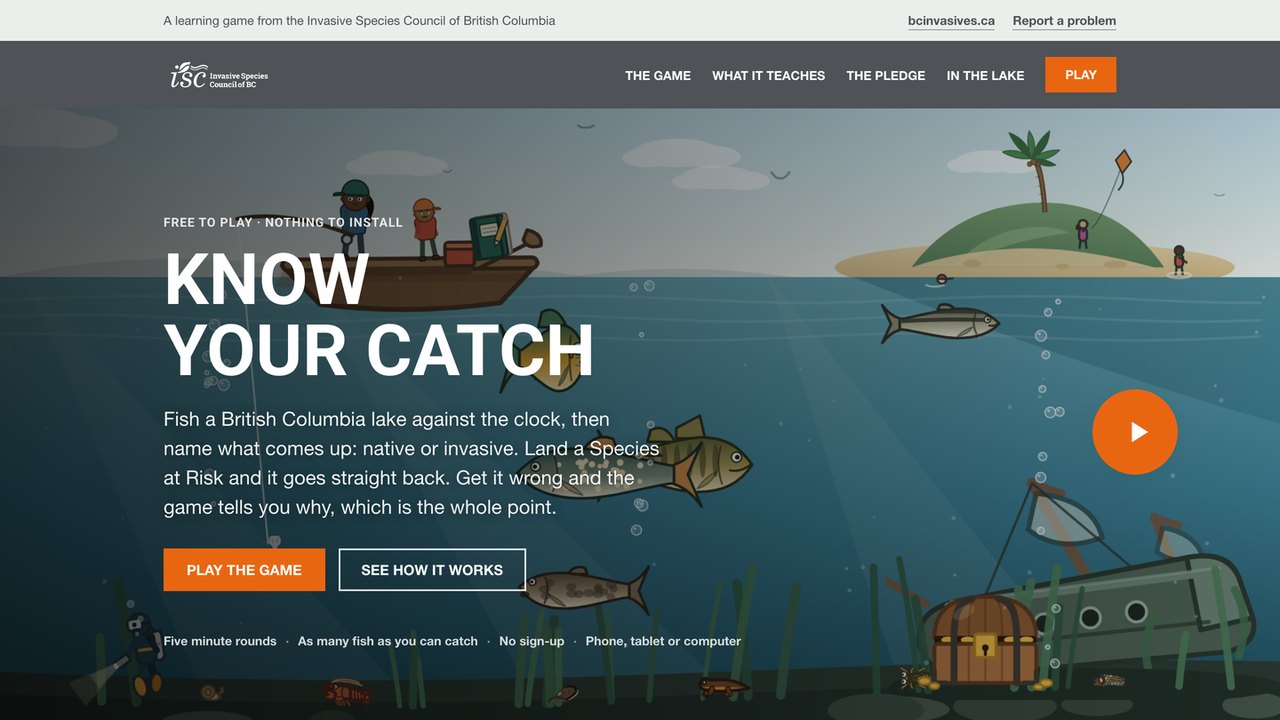 Know Your Catch, campaign site, home screen
