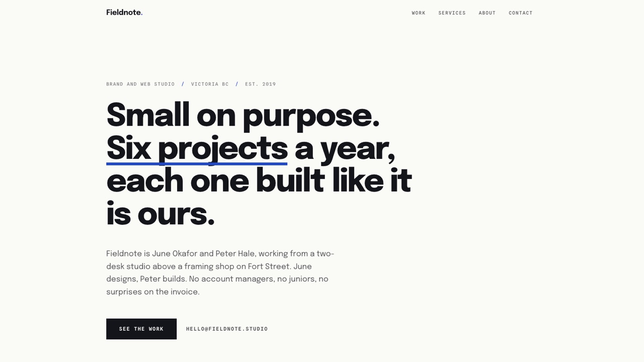 Fieldnote, home page