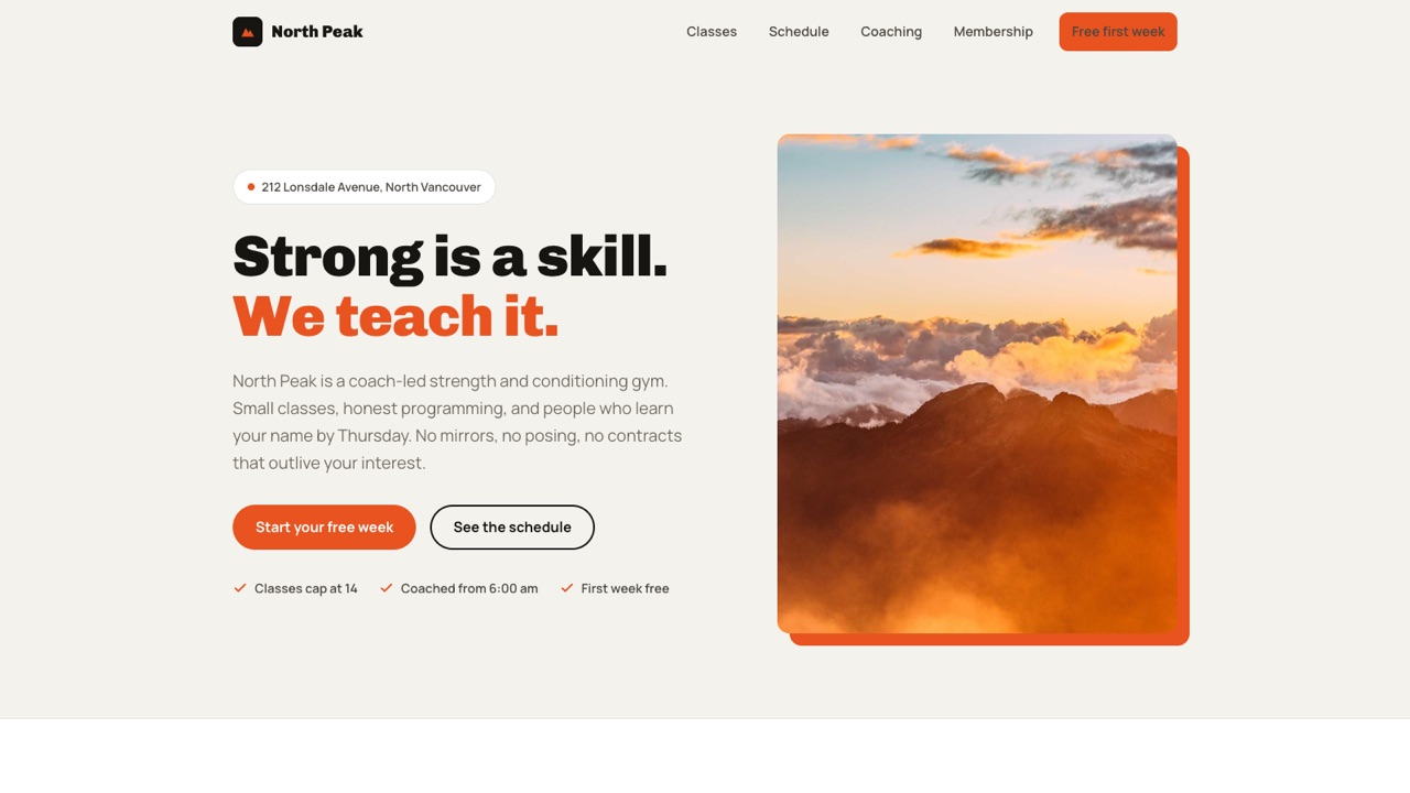 North Peak Fitness, home page