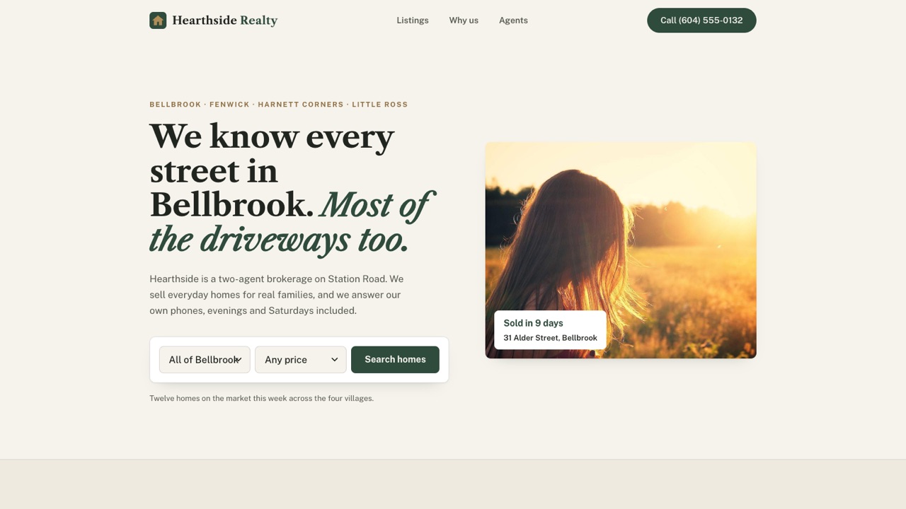 Hearthside Realty, home page