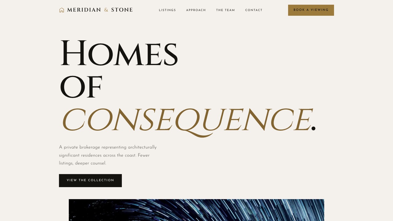 Meridian and Stone, home page