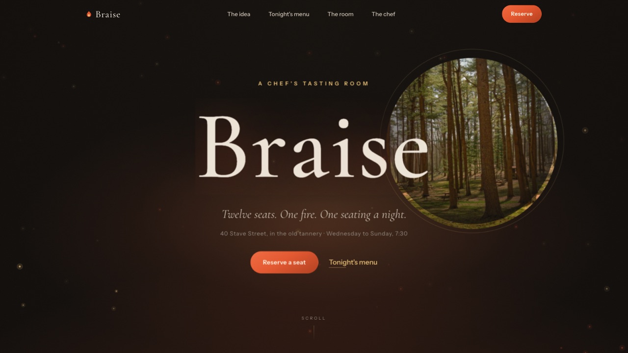 Braise, home page