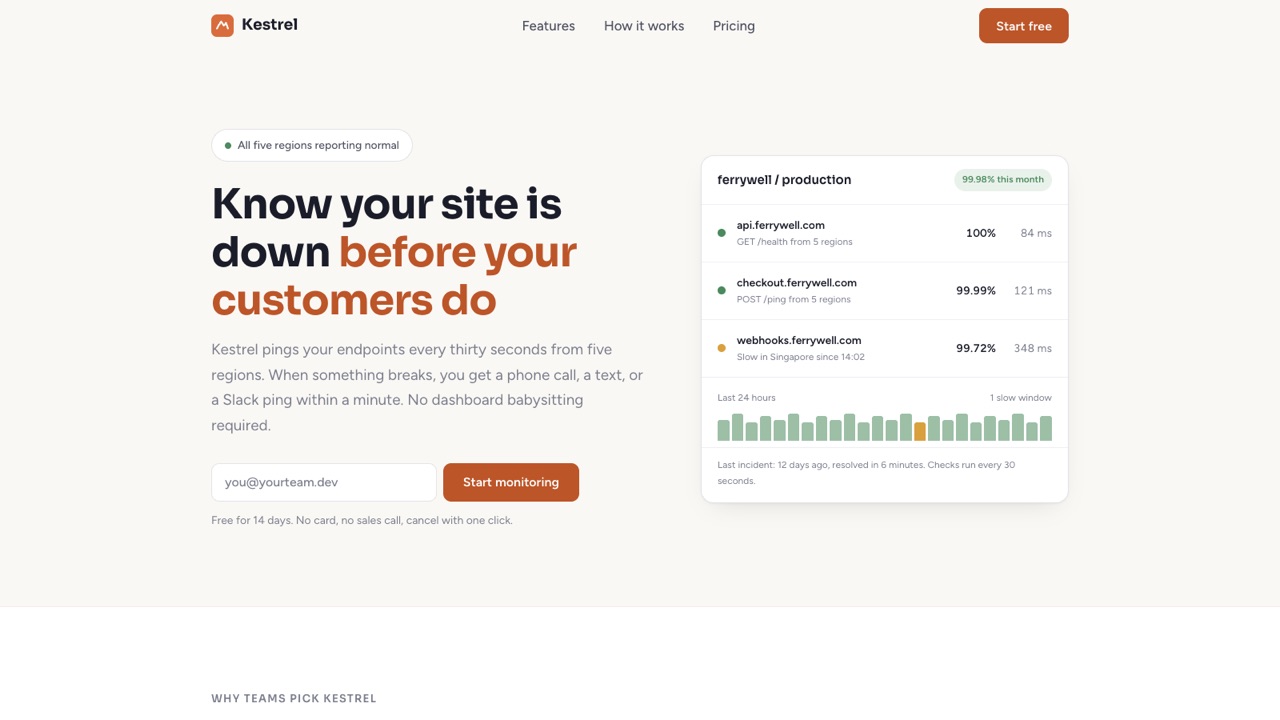 Kestrel, home page