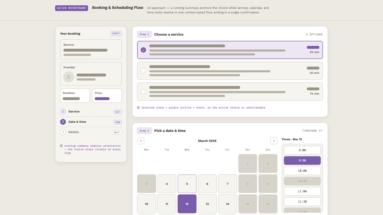Booking Flow, home page