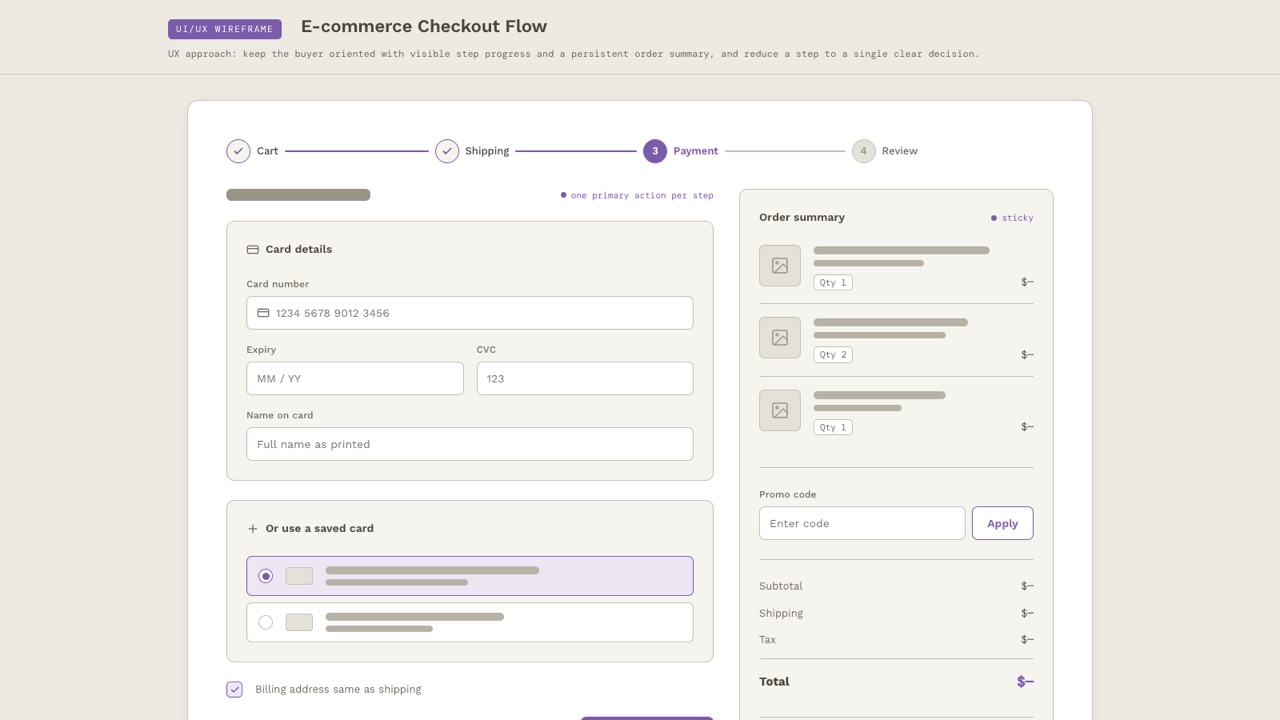 Checkout Flow, home page