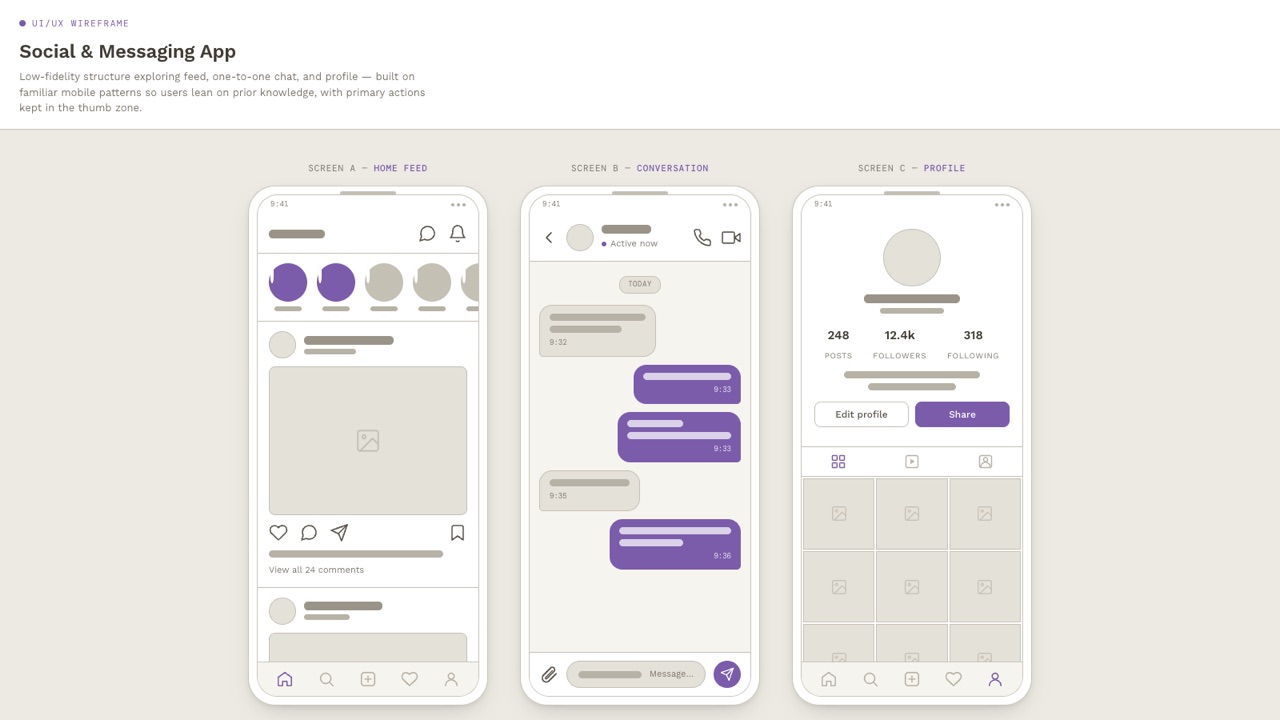 Social App, home page